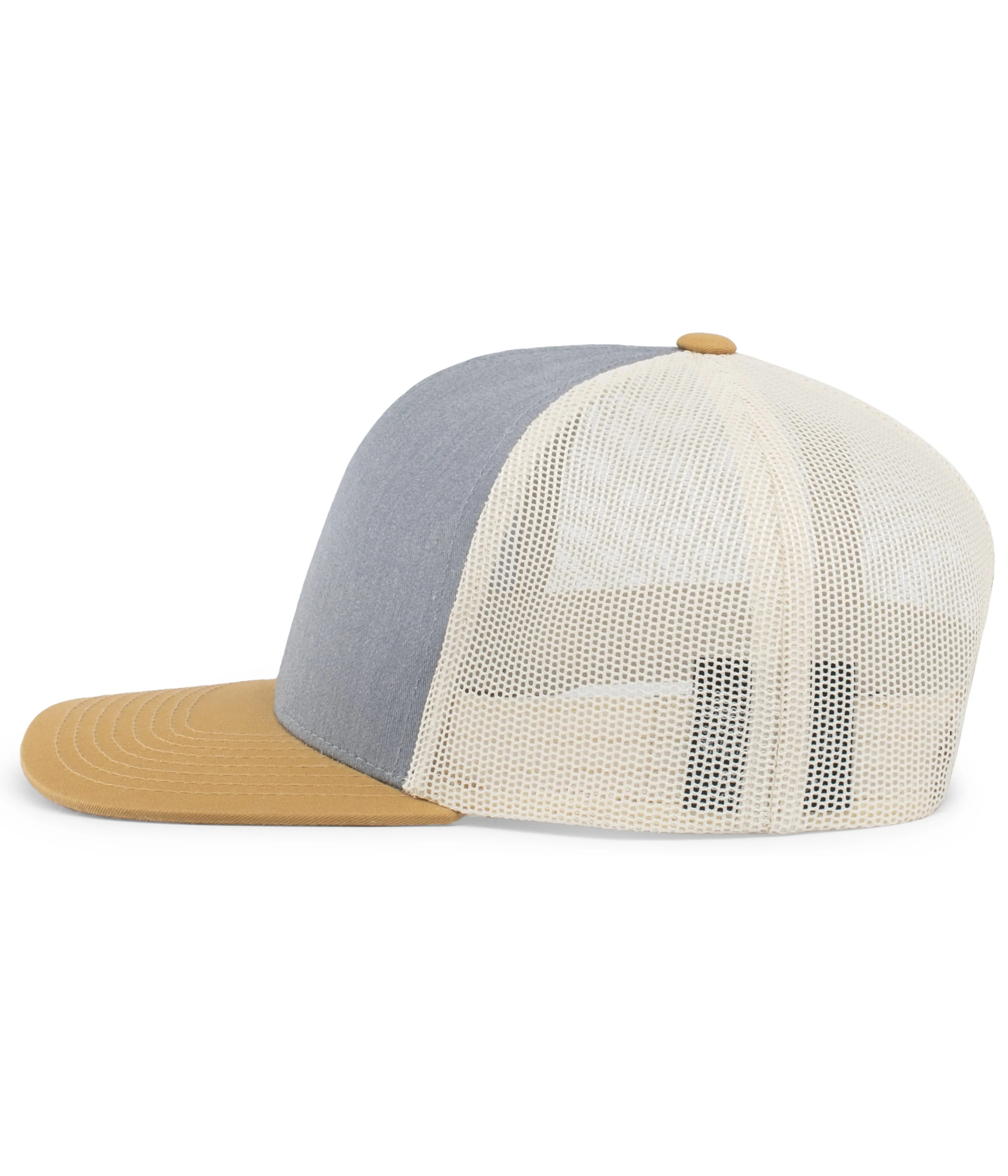 Pacific Headwear Trucker Snapback Cap - Heather Grey/Beige/Amber Gold