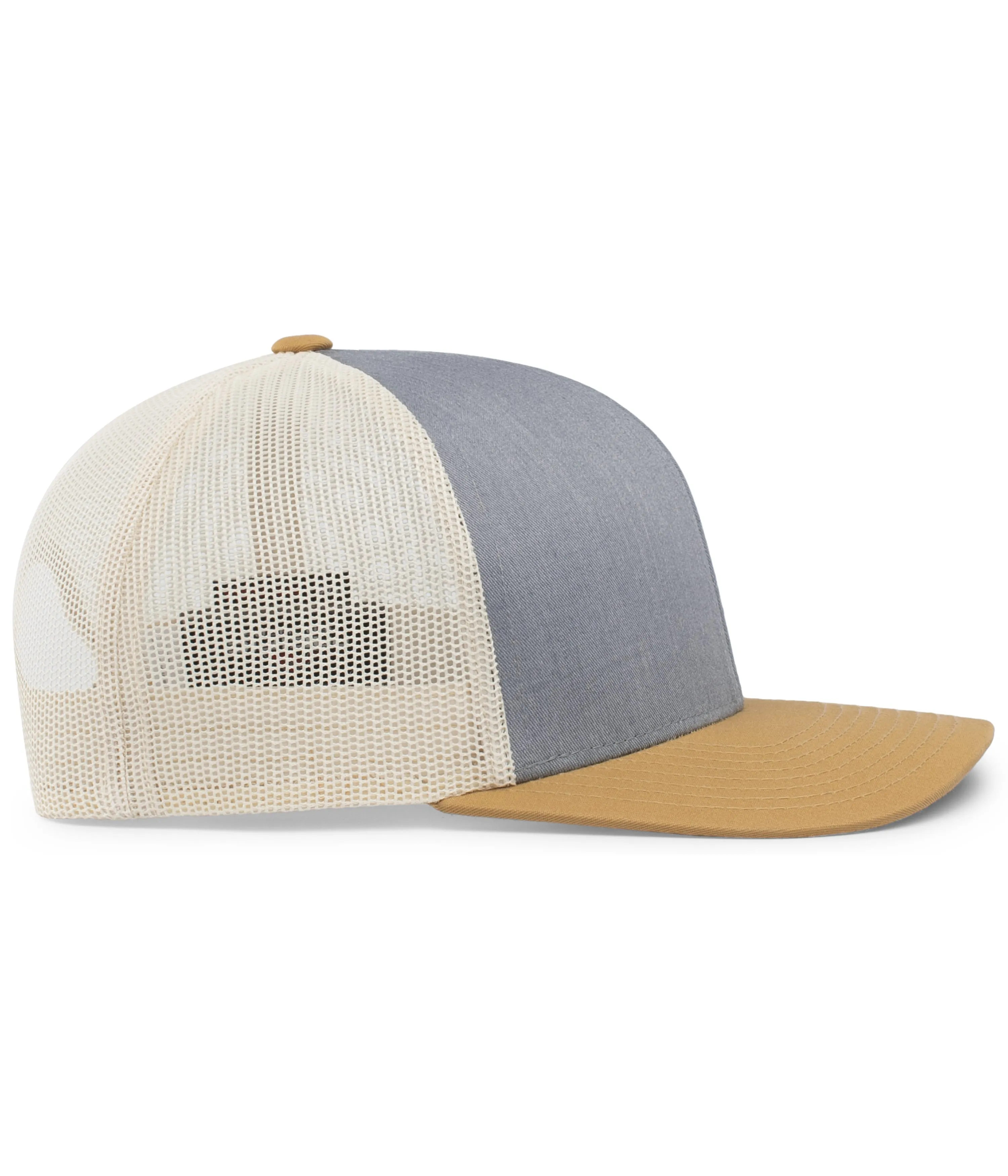 Pacific Headwear Trucker Snapback Cap - Heather Grey/Beige/Amber Gold