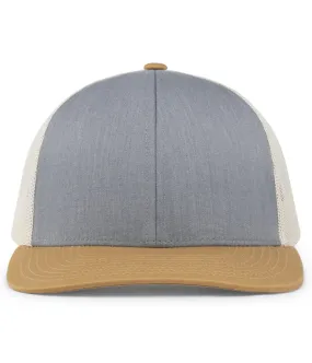 Pacific Headwear Trucker Snapback Cap - Heather Grey/Beige/Amber Gold