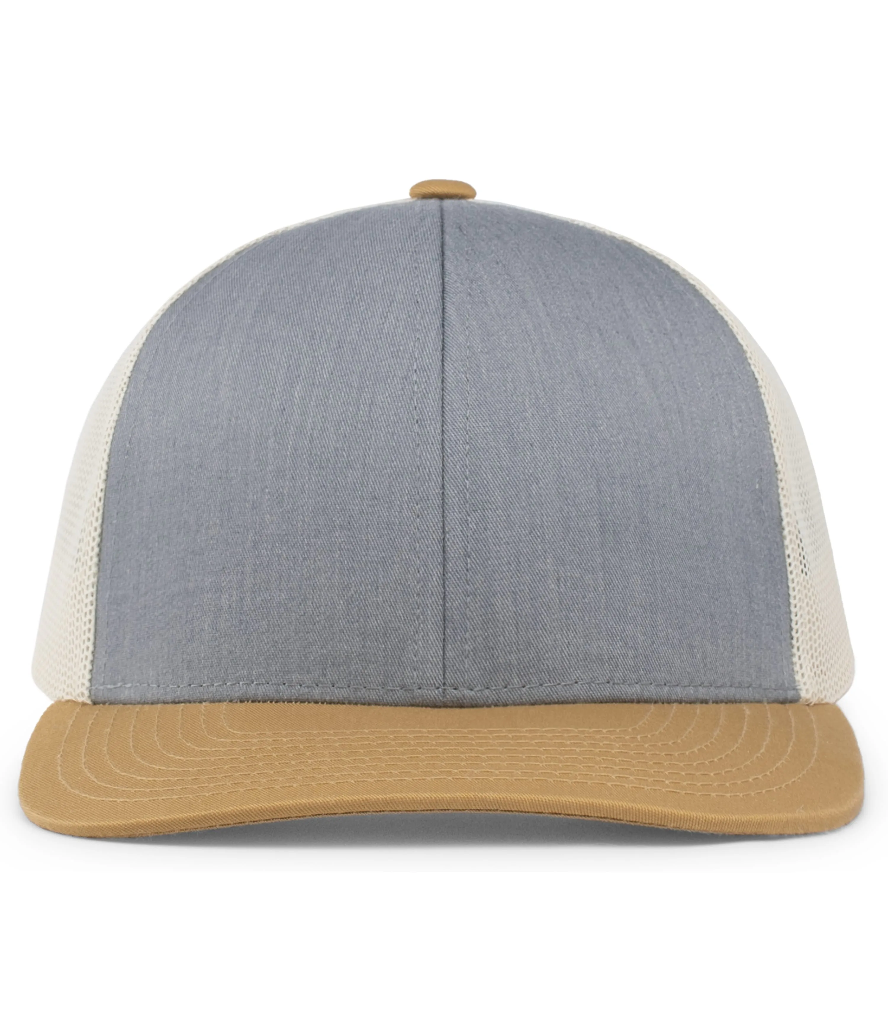 Pacific Headwear Trucker Snapback Cap - Heather Grey/Beige/Amber Gold