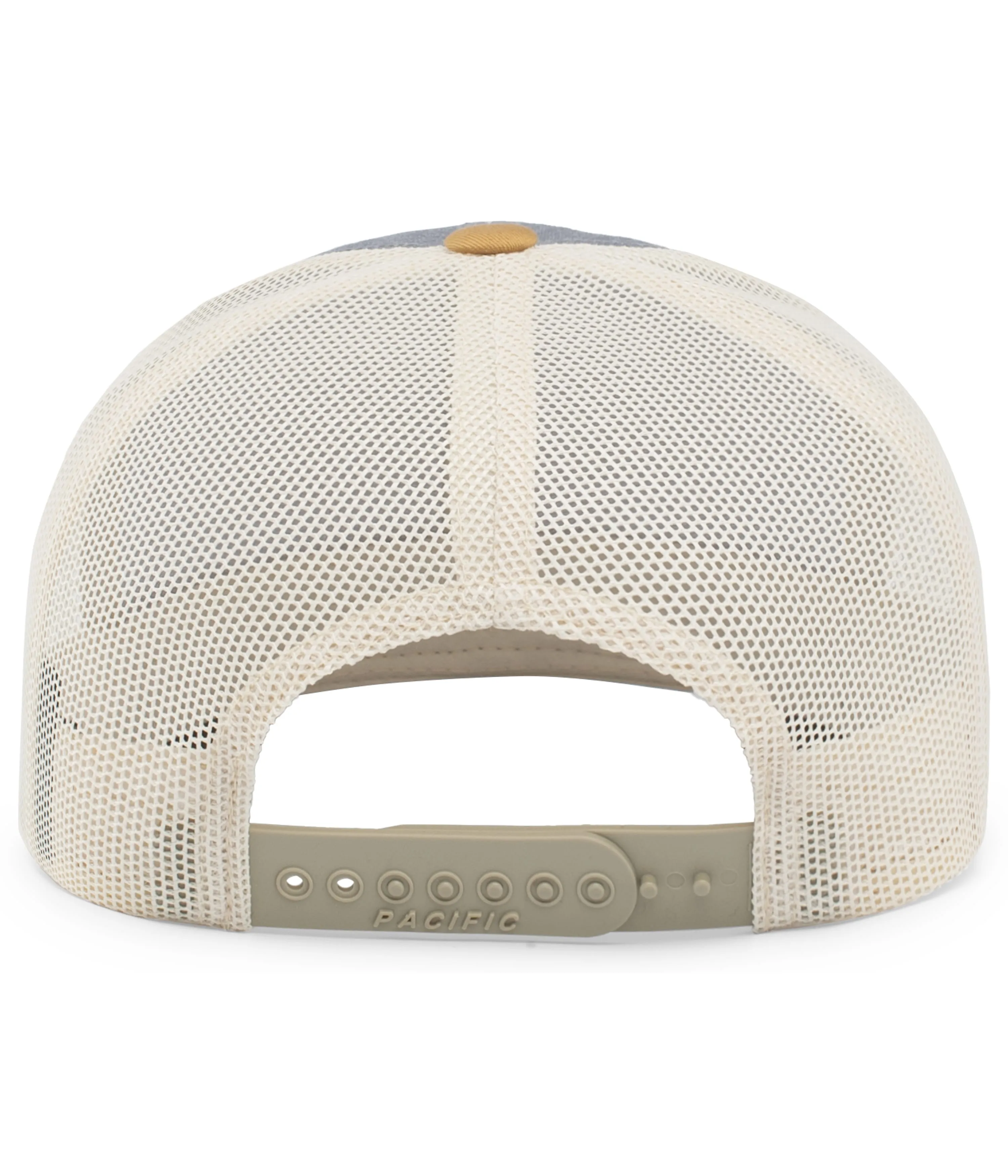 Pacific Headwear Trucker Snapback Cap - Heather Grey/Beige/Amber Gold