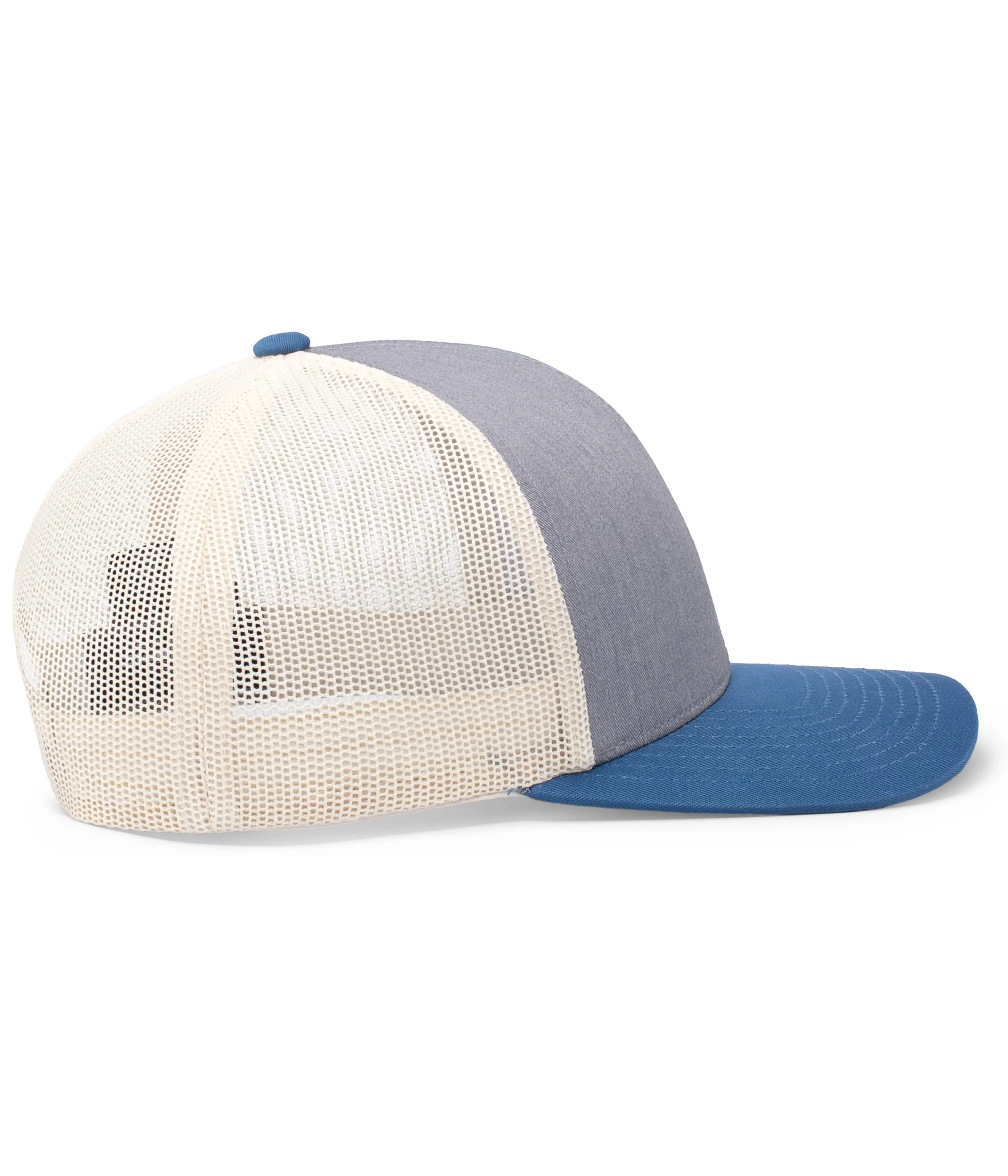 Pacific Headwear Trucker Snapback Cap - Heather Grey/Beige/Ocean Blue