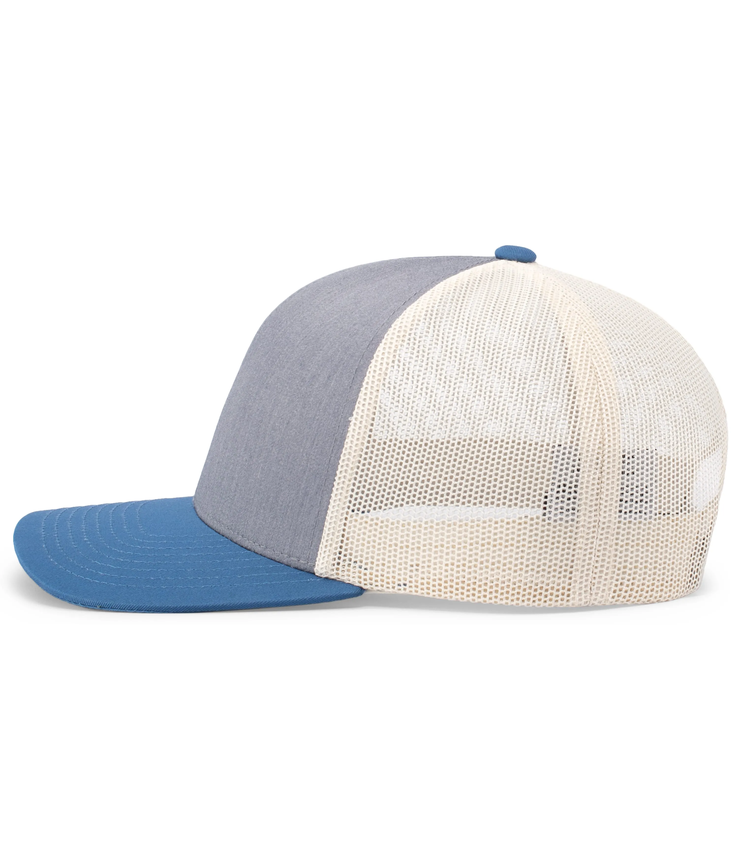 Pacific Headwear Trucker Snapback Cap - Heather Grey/Beige/Ocean Blue