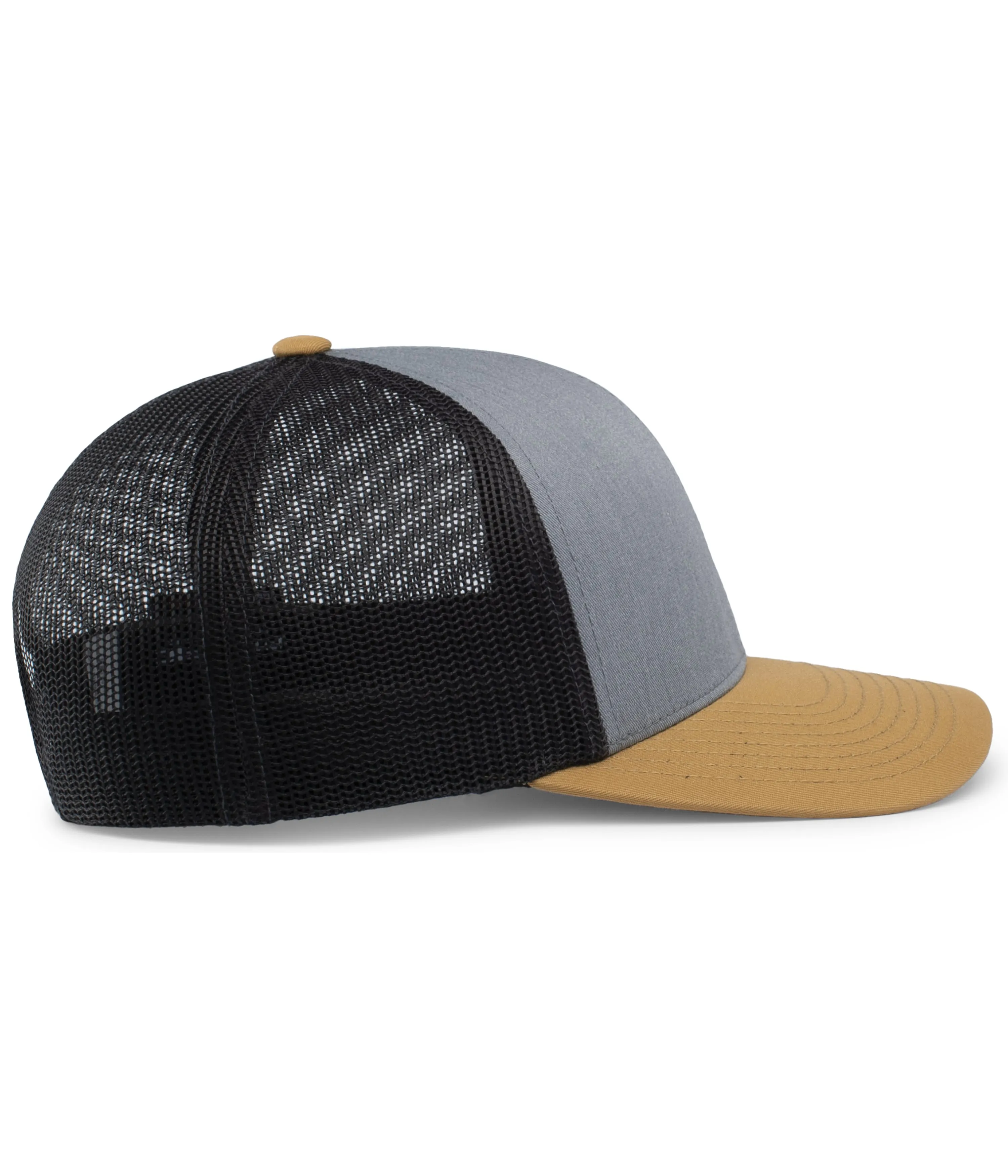 Pacific Headwear Trucker Snapback Cap - Heather Grey/Lt Charcoal/Amber Gold