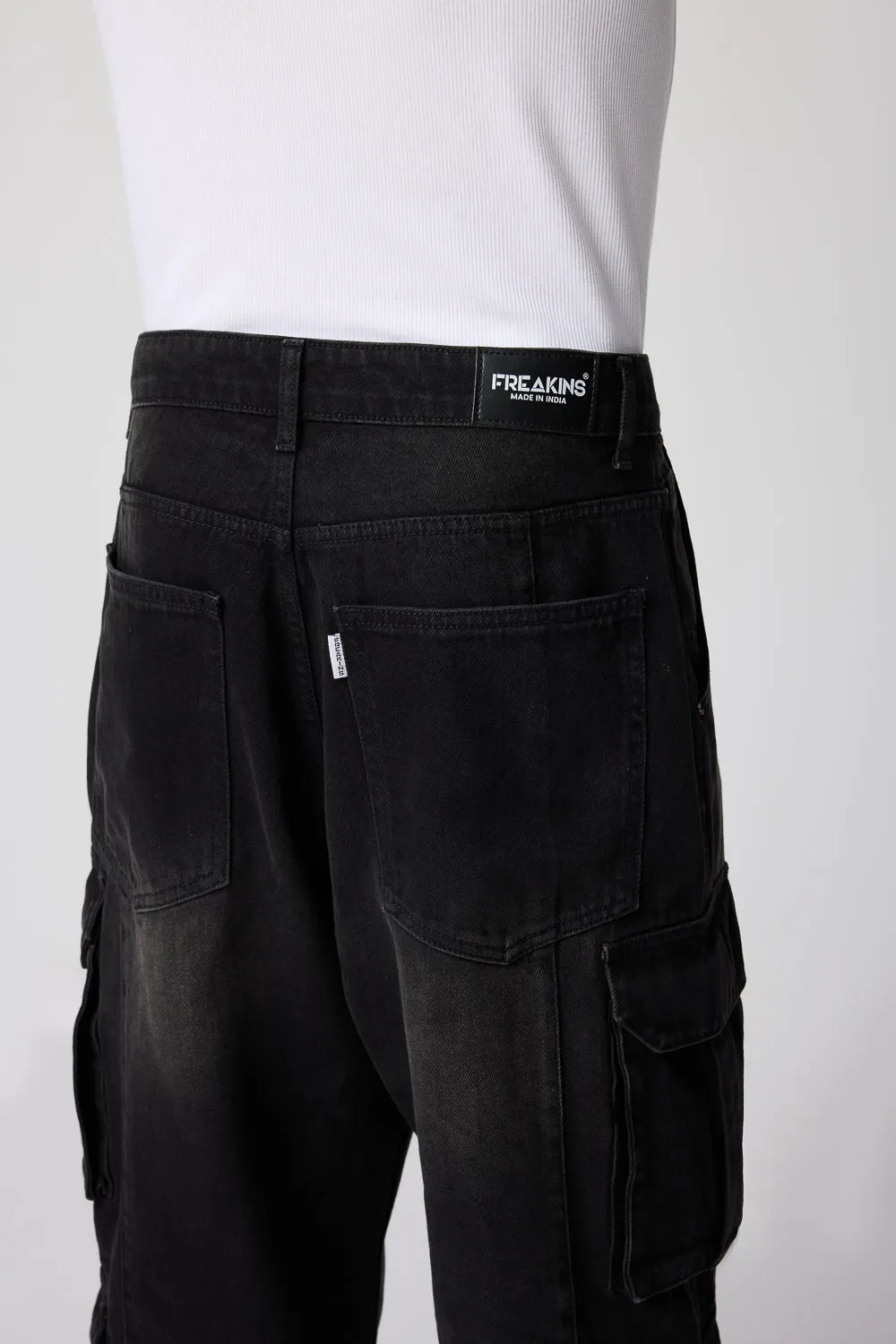 Panther Black Men's Baggy Utility Cargo Jeans