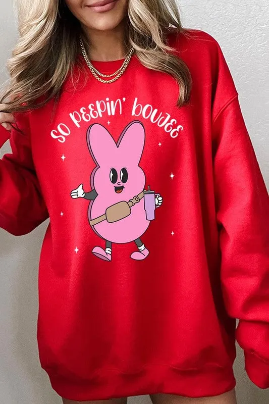 Peepin Tumbler Bunny Graphic Fleece Sweatshirts