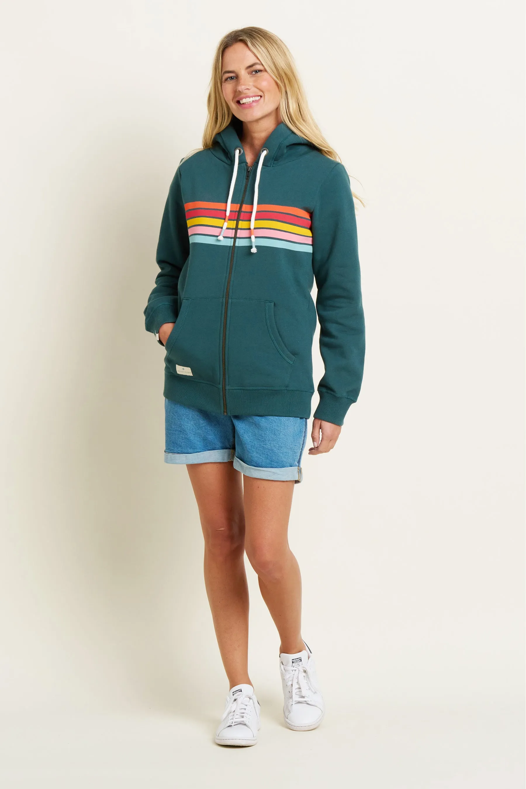 Retro Stripe Zip Thru Hoodie