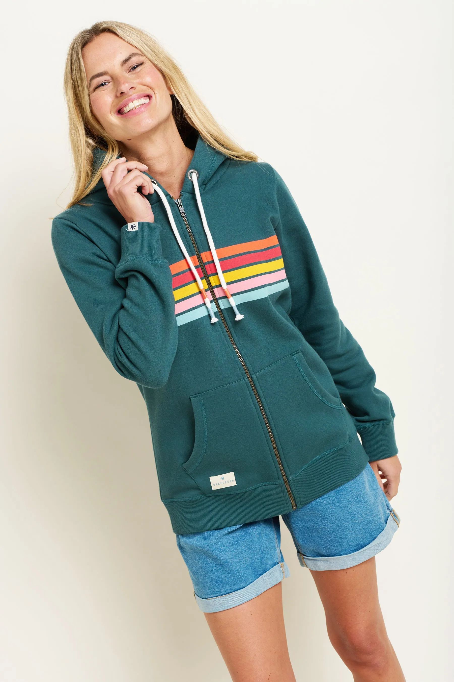 Retro Stripe Zip Thru Hoodie