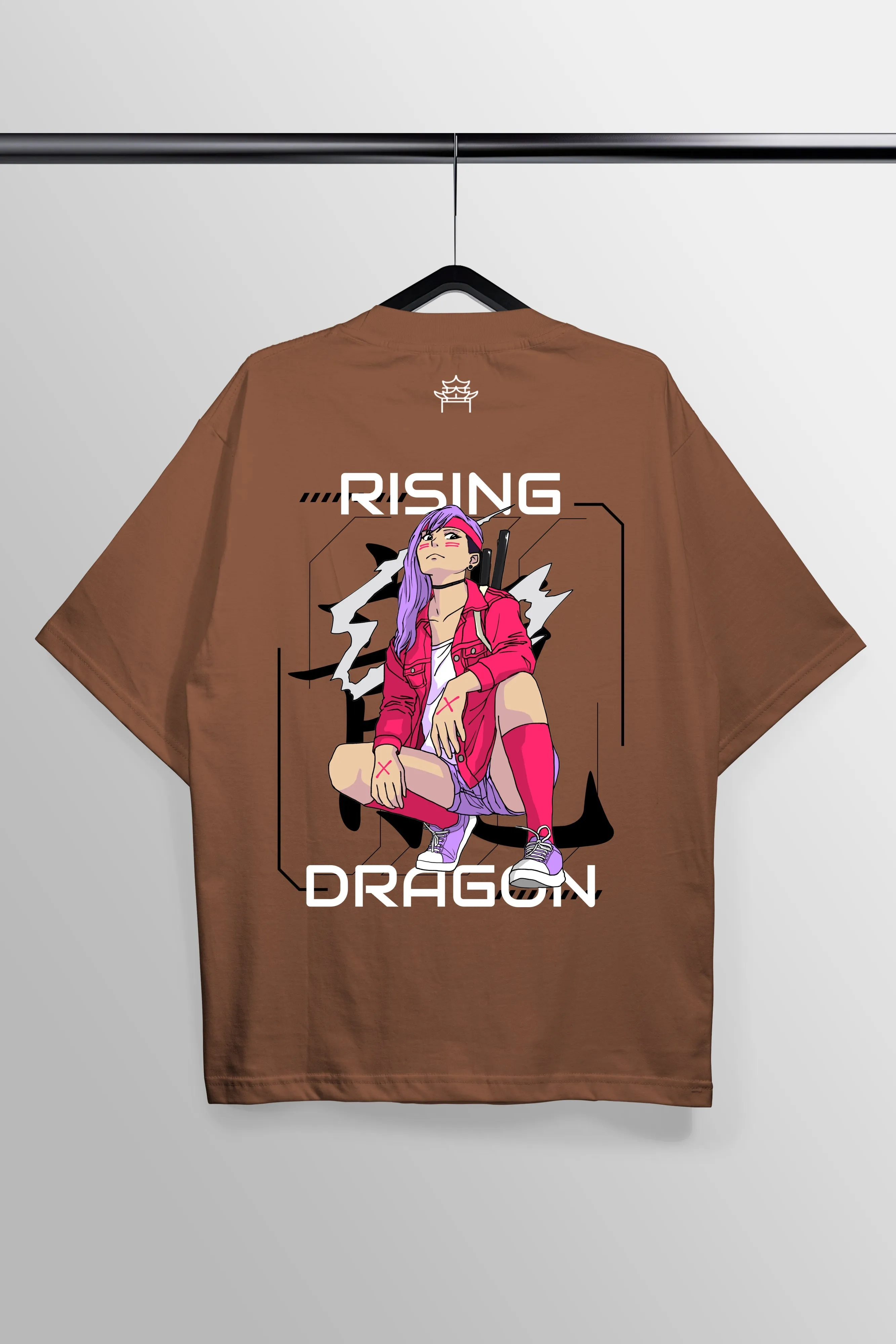 Rising Dragon Brown Oversized Tee