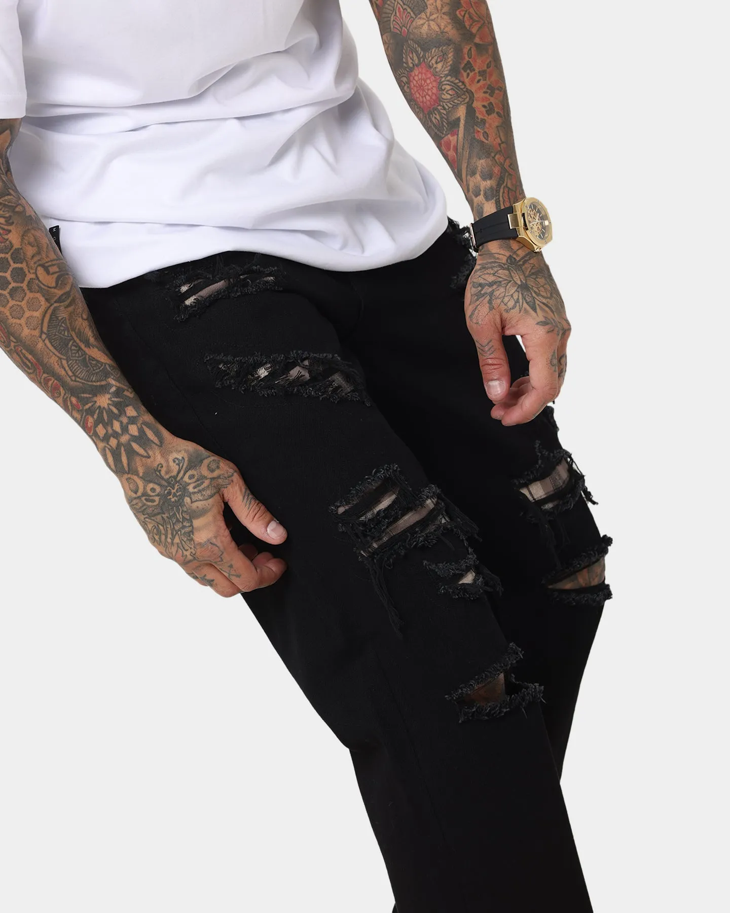 Saint Morta Prima Baggy Distressed Jeans Black/Stone