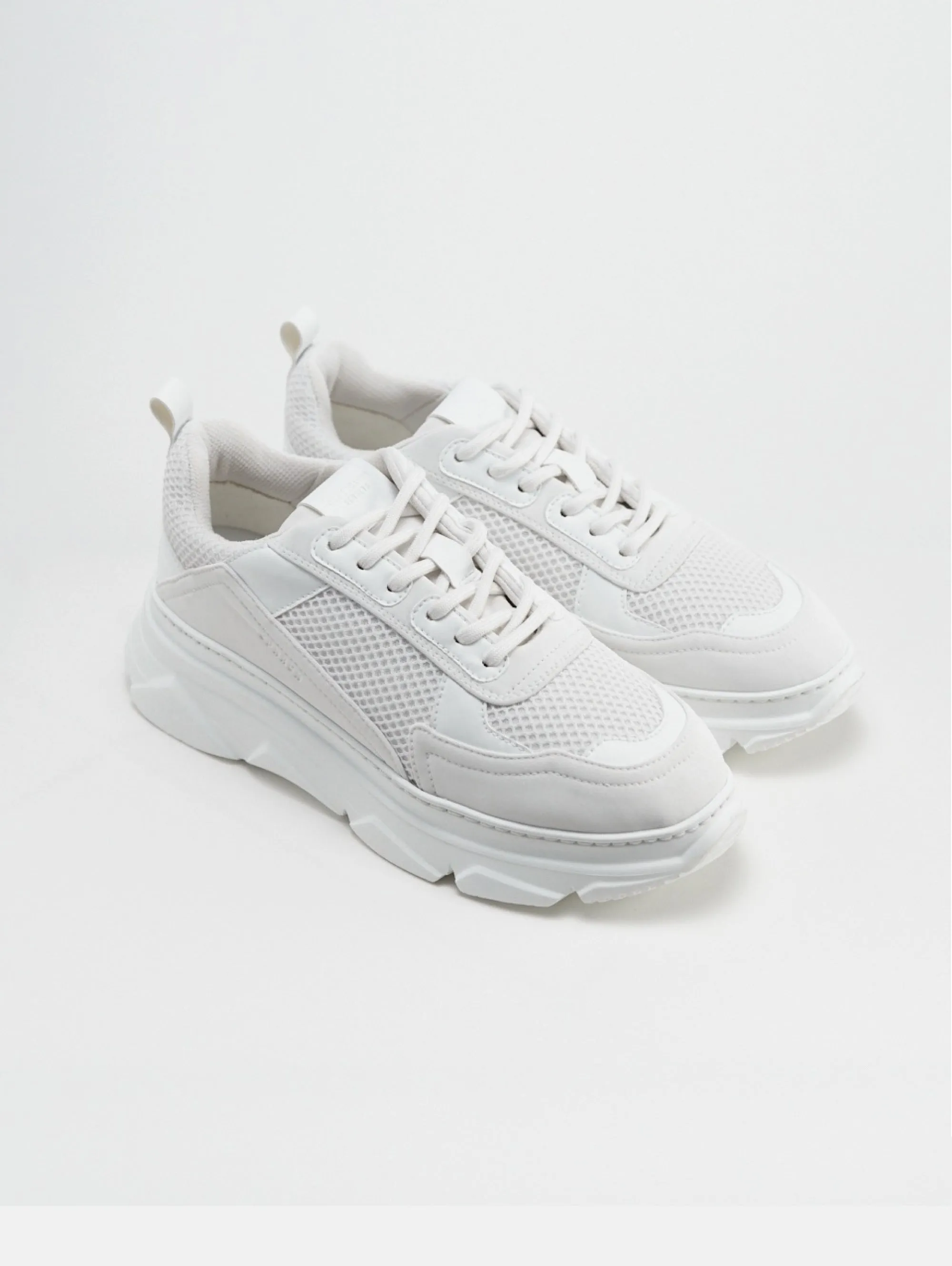 Sneakers Chunky in Pelle e Rete Bianco