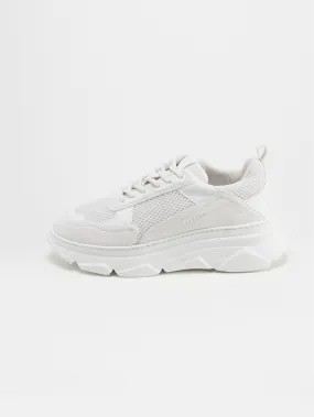 Sneakers Chunky in Pelle e Rete Bianco