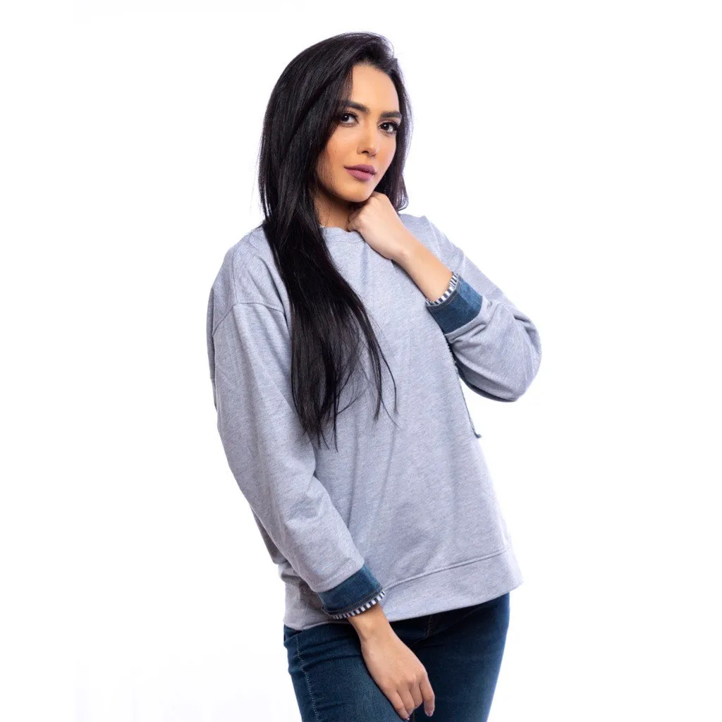 The Denim Pocket Spring Sweatshirt In Grey