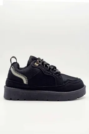 Thea Chunky Lace & Sole Trainers in Black