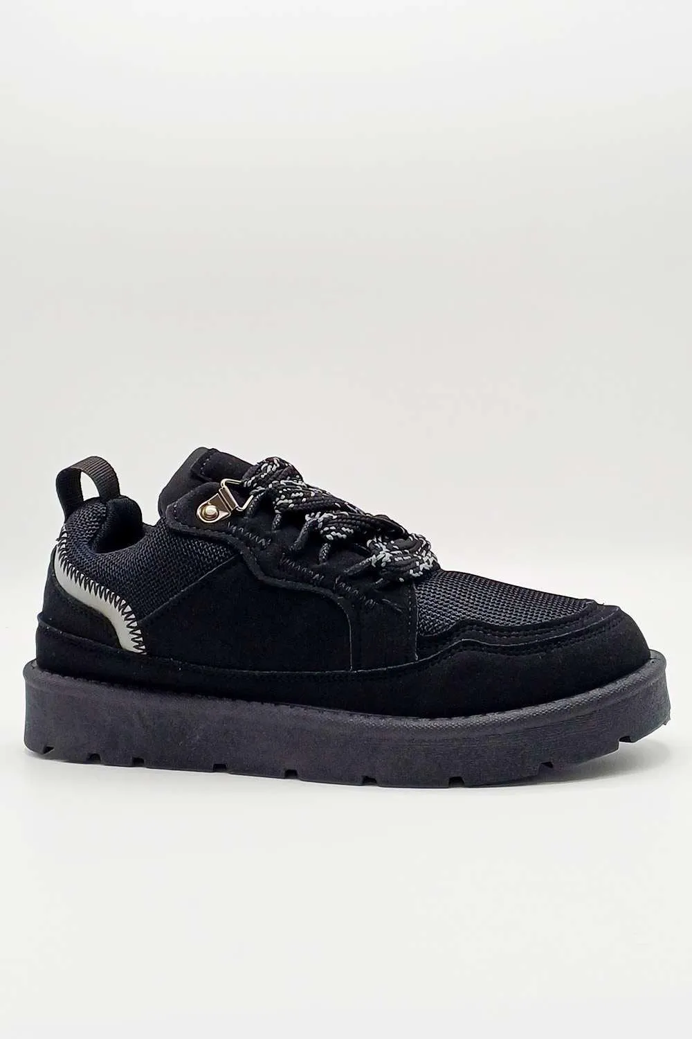 Thea Chunky Lace & Sole Trainers in Black