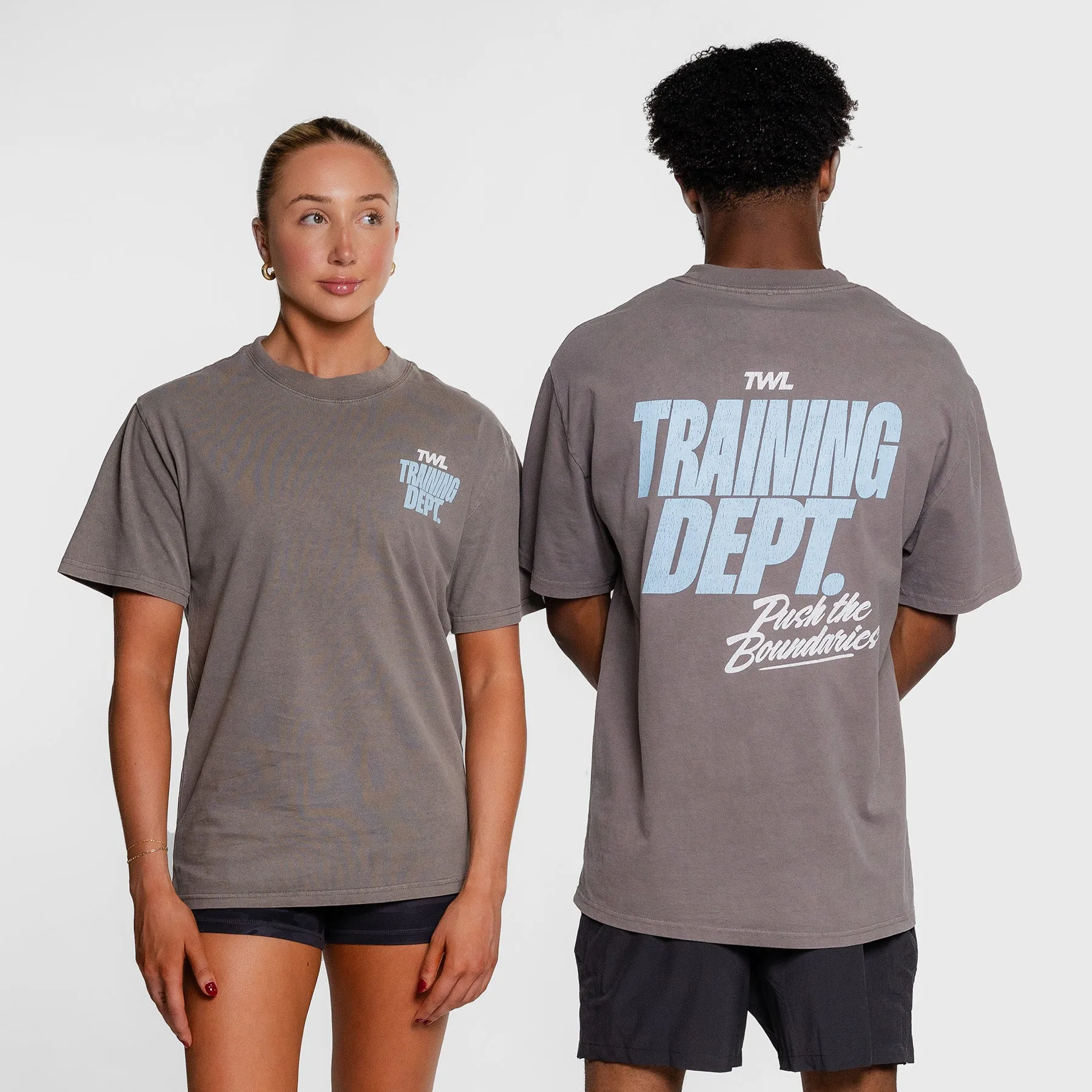 TWL - LIFESTYLE OVERSIZE T-SHIRT - TRAINING DEPARTMENT - FADED COAL/ICE BLUE