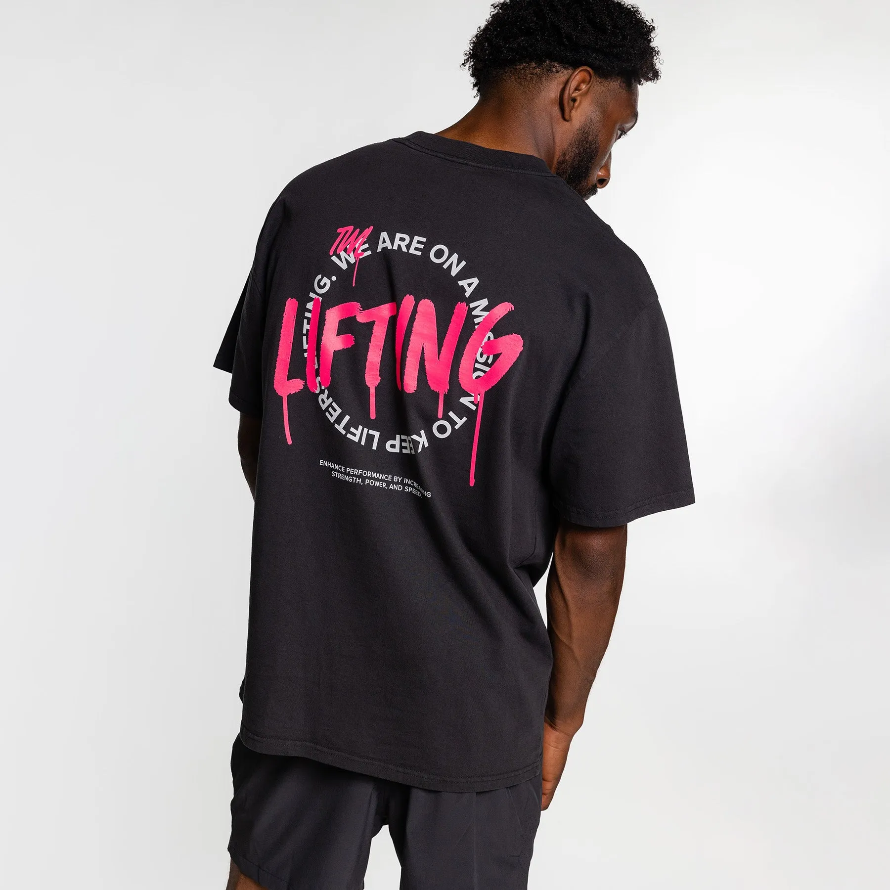 TWL - LIFESTYLE OVERSIZED T-SHIRT - LIFTERS KEEP LIFTING - FADED BLACK/PINK