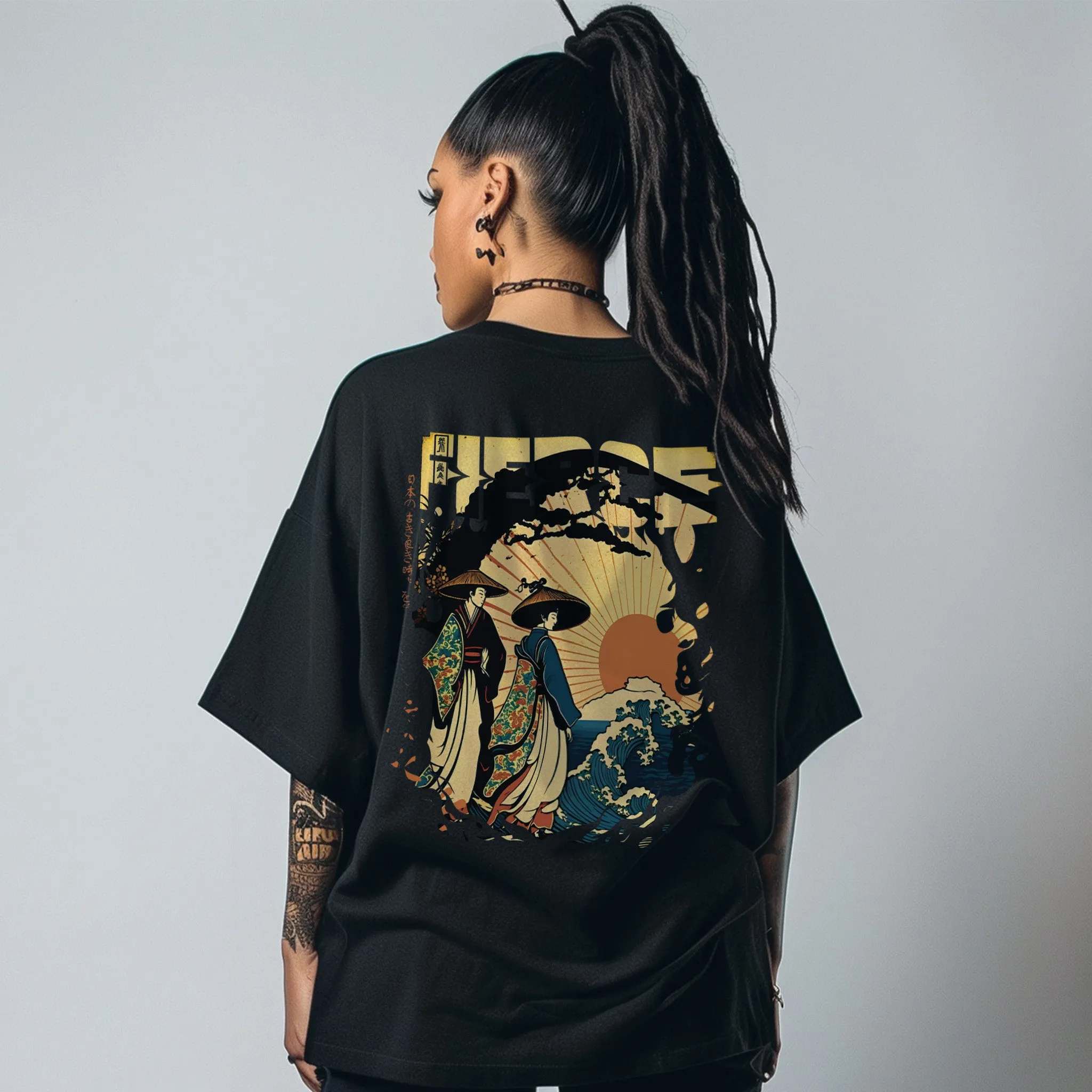 Unisex Rising Samurai Oversized Graphic Tees