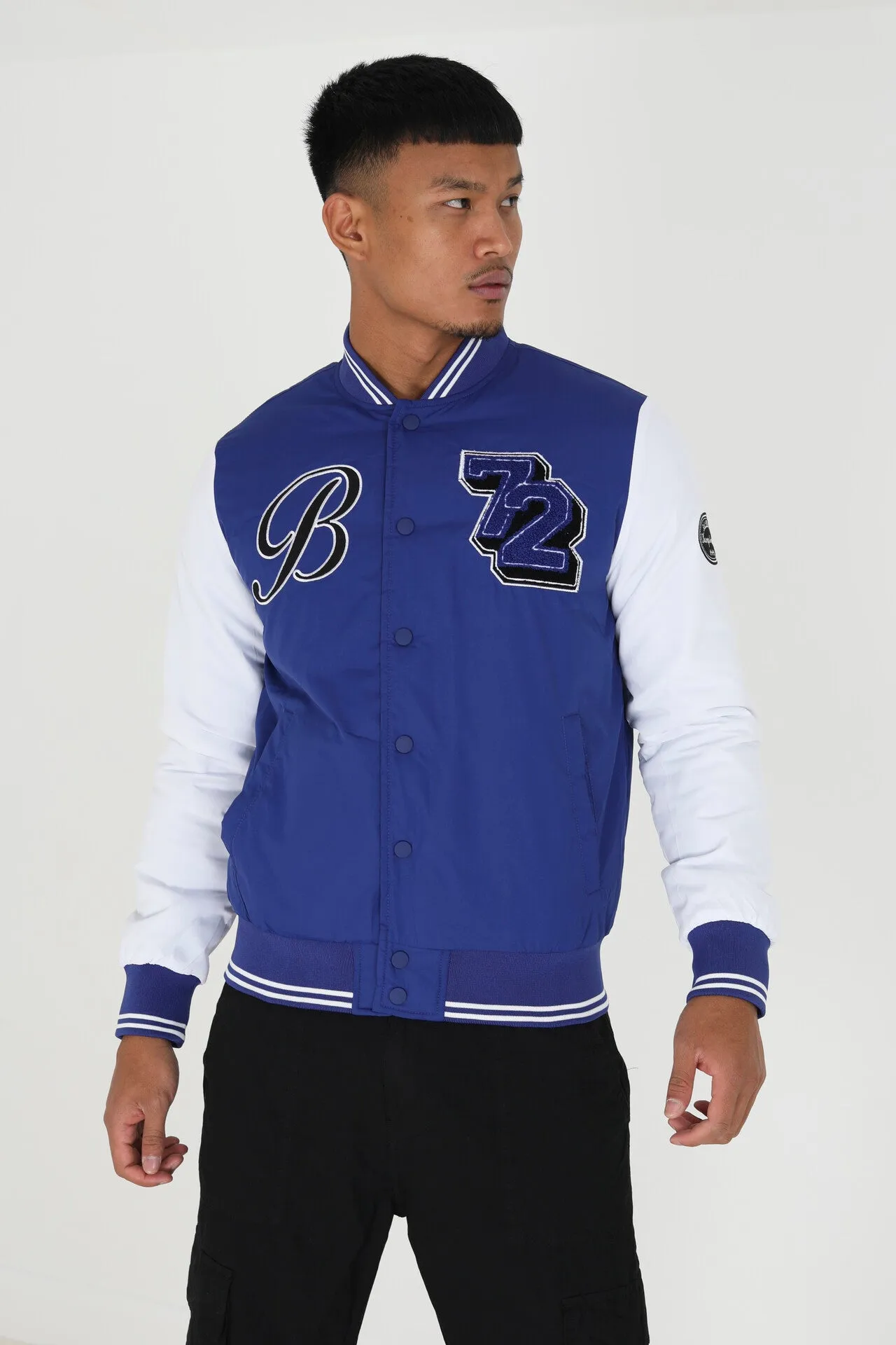 VARSITY JACKET WITH BADGE DETAILS, BLUE