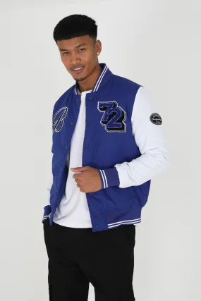 VARSITY JACKET WITH BADGE DETAILS, BLUE