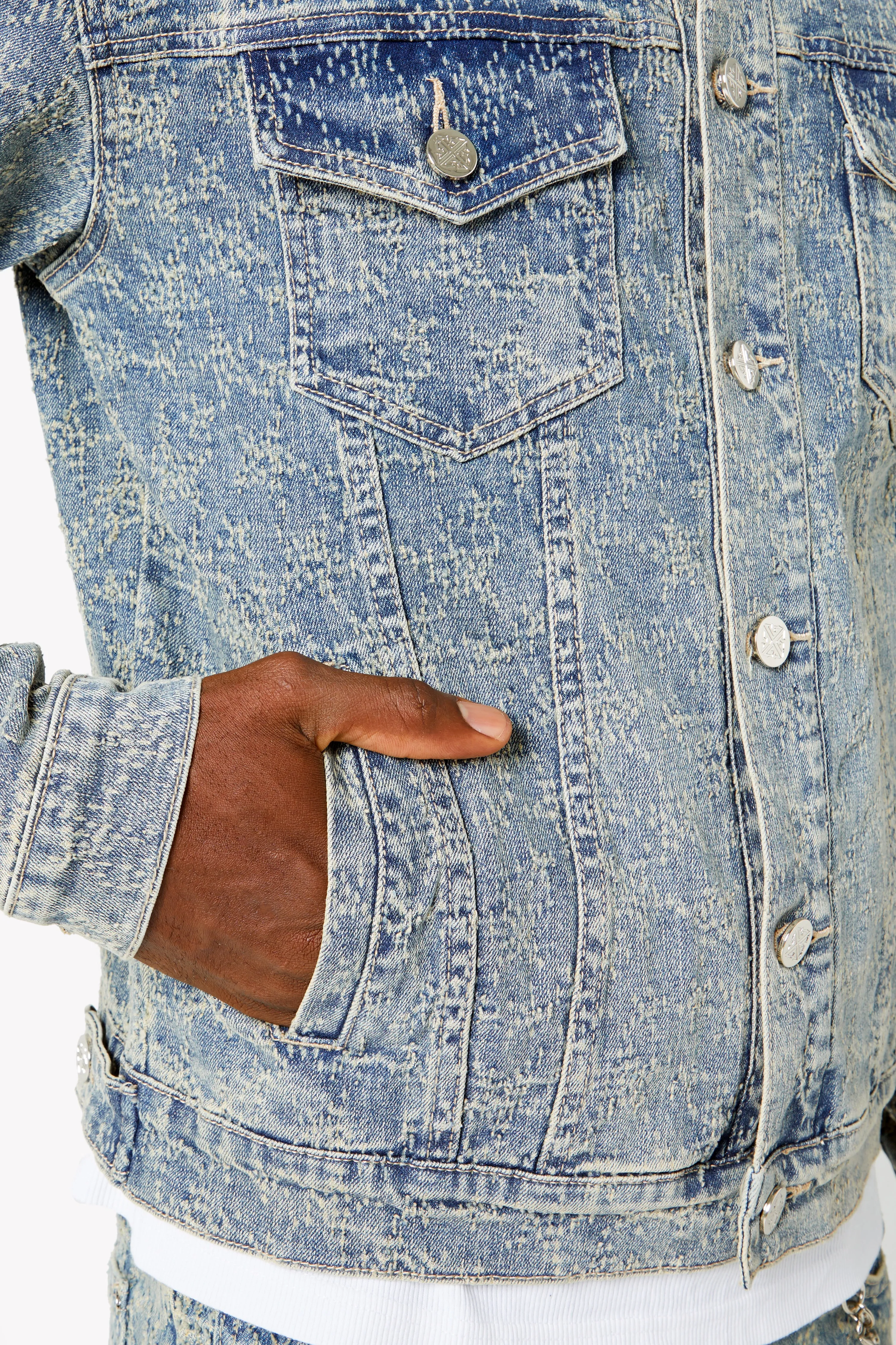 Vintage Blue Distressed Denim Jacket