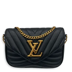 Waves Crossbody Bag Black in Calfskin, Gold hardware