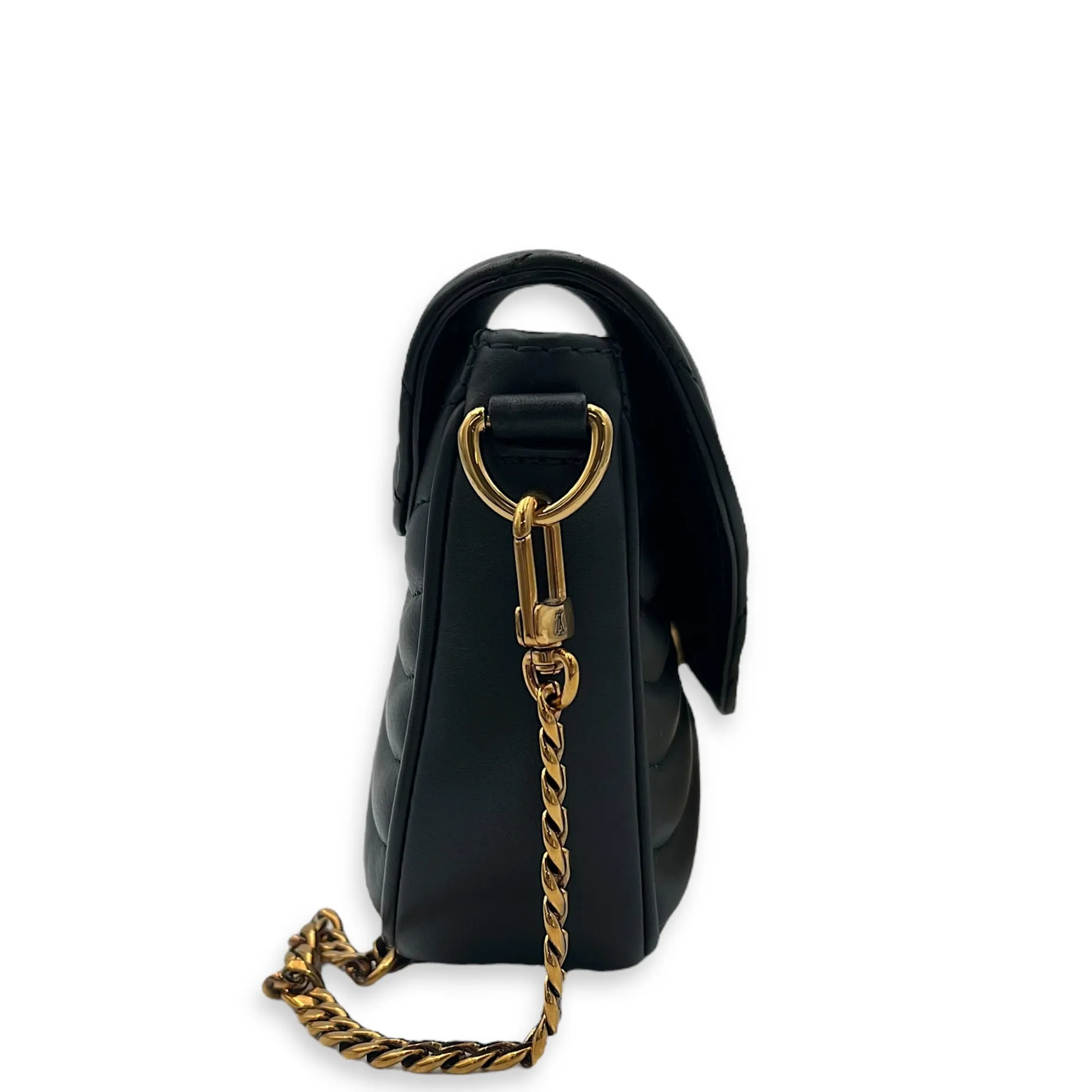 Waves Crossbody Bag Black in Calfskin, Gold hardware