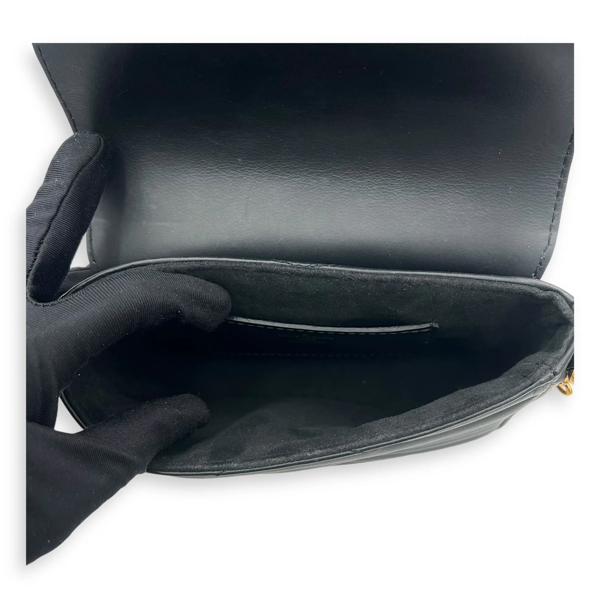 Waves Crossbody Bag Black in Calfskin, Gold hardware