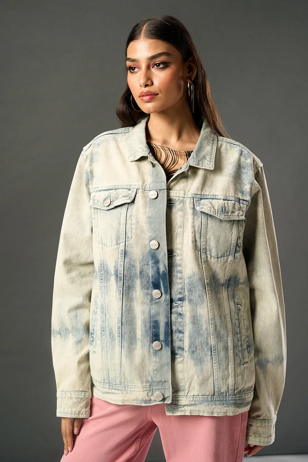 Waves of Blue Denim Trucker Jacket