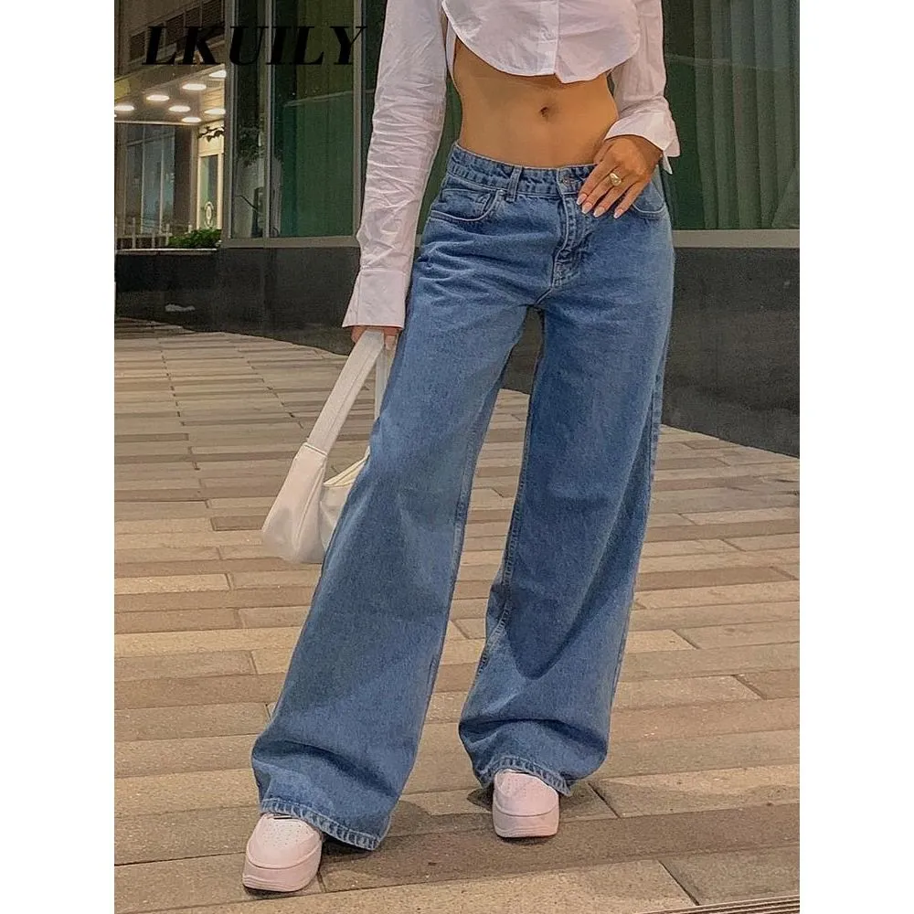 Women's Low Waist Jeans Loose Straight Leg