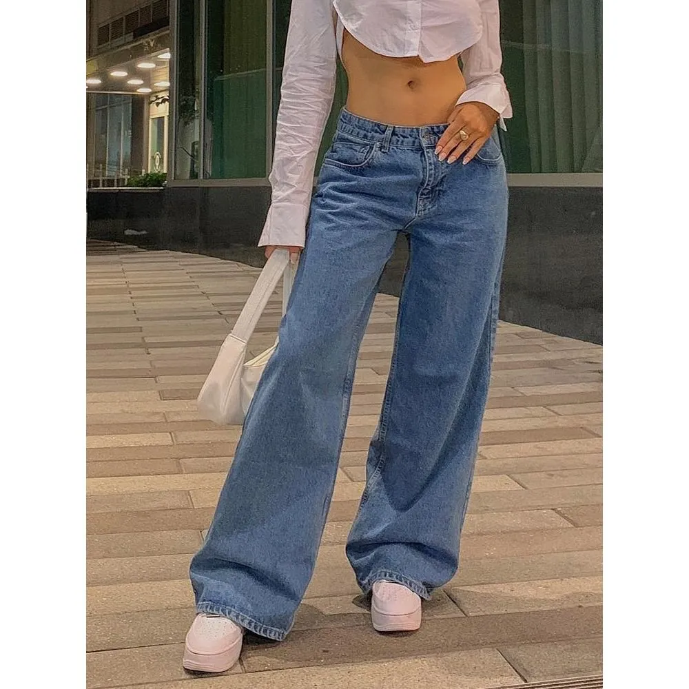 Women's Low Waist Jeans Loose Straight Leg